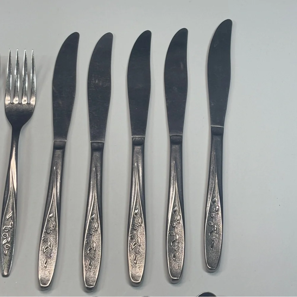 Superior Stainless Steel USA Radiant Rose Dinner Fork Tea Table Spoons Lot 22 Pc